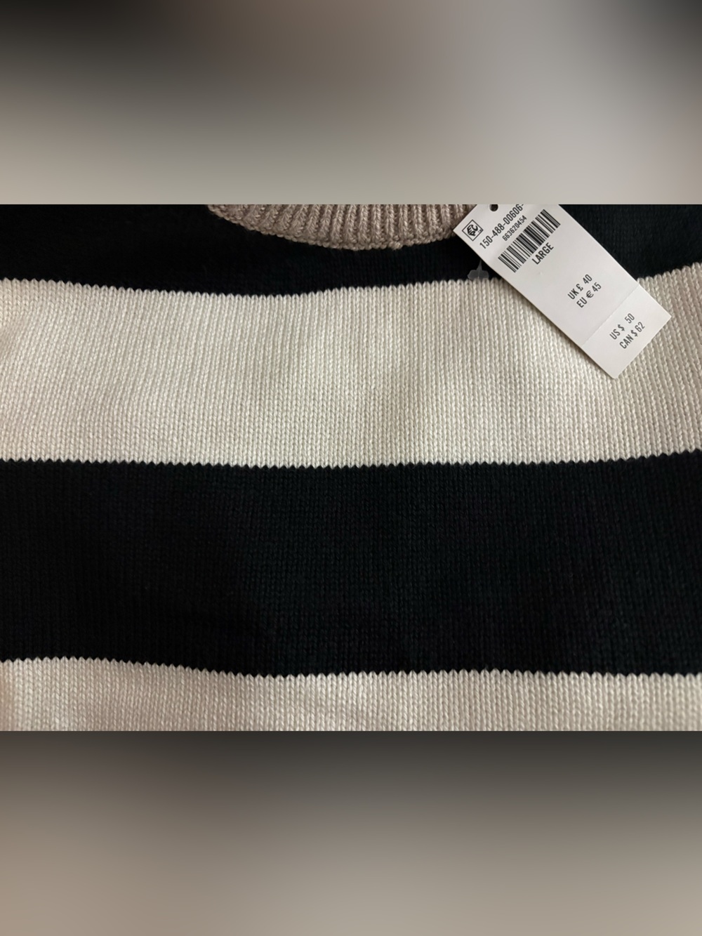 NWT The A&F Madeline Crew Sweater Tee - Black & White Stripe Short Sleeve Size L - Picture 10 of 10